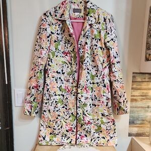 Kenar Floral Car Coat with Structured Silhouette